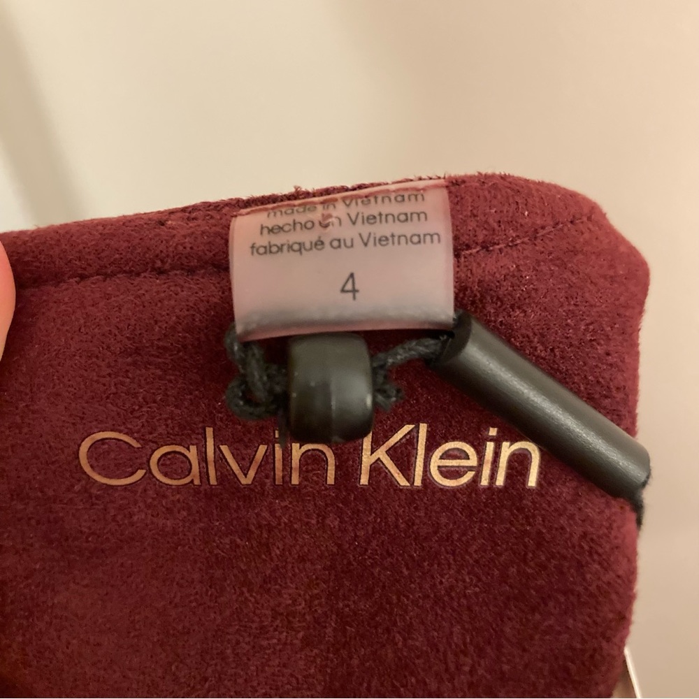 Calvin Klein Faux Suede Square Neck Asymmetrical Zip Short Sleeve Sheath Dress - Picture 5 of 15